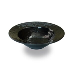 Wholesale Custom Printed Modern Italian Black Melamine Plate BPA Free Large Serving Wedding Pasta Dish Tableware Dinnerware for