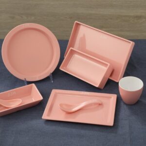 Rectangle Melamine Serving Tray for Restaurant Camping Eco-Friendly Black Plastic BBQ Plate Promotional Colorful Pattern