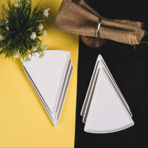 High Performance Lightweight Eco-friendly Melamine Snack Plate Custom Design Triangle Shaped Pizza Plate