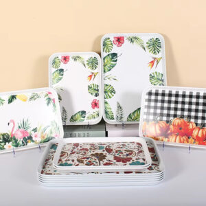 Customized Logo Large/Small Eco-Friendly Melamine Plate High Quality Modern Festival Tray for Events Hotels Weddings