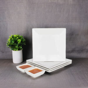 Modern White Design Square Melamine Plate Eco-Friendly Unbreakable Plastic Paper Dinner Dishes for Home Restaurant Use Custom