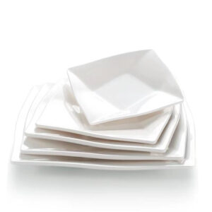 Hot Sale Luxury White Melamine Square Dinner Plates High Performance Eco-friendly Square Dishes for Restaurant Use Elegant