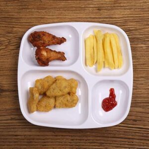 School Lunch Plates Divided Fast Food Tray Plastic Carton Box A5 Plate Dish Pigmented Europe Unbreakable Melamine 4 Compartment