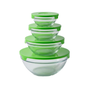 High Quality Classic Glass Salad Bowl Set Eco-Friendly 5-Piece Set with Custom Colors for Camping Direct Factory Supply