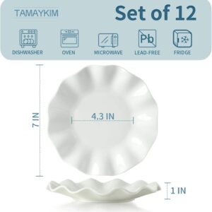 Wide Edge Easy to Clean Dishwasher Safe Wavy Dinnerware Sets White Dessert Appetizer 14in Dinner Plates