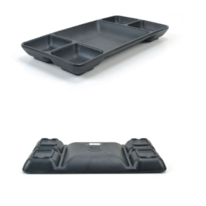 Japanese Soy Sauce Dish Melamine Black 5 Compartment Dinnerware Plate