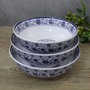 Melamine Bowl Classic Chinese Blue and White Party Plastic Plate Food Grade Modern Round Plate Dish Sustainable Engraving