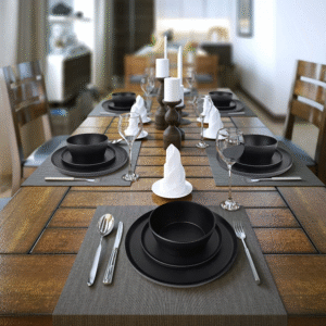 High Quality Melamine Dinnerware Set Thick Melamine Black Matt Plates and Bowl for Restaurant