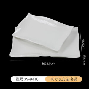 Wholesale Good Price White Melamine Japanese Style Rectangle Sushi Plate Sets for Restaurant