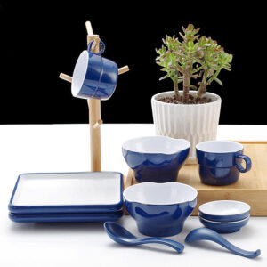 15 oz Reusable Melamine Plastic Cups Unbreakable & Stackable Dishwasher Safe with Different Colors for Tea & Saucers