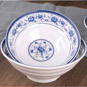 High Quality Black and Red Melamine Plastic Noodle Ramen Soup Bowls Eco-Friendly Tableware Set for Household and Restaurant Use