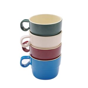 15 oz Unbreakable Melamine Plastic Tea Cups & Saucers Reusable Stackable Dishwasher Safe CLASSIC Party Style 450ml Drinking Cups