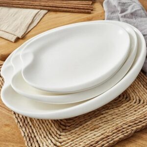 Hot Sale Nordic Style Creative Two-Tone Color Disposable Dinnerware Sets Sustainable Oval Shape Melamine Plates