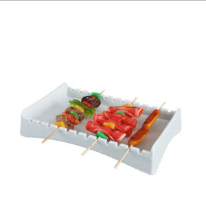 Customized logo Color Korea Grilled Skewers Plate Melamine Tableware Stackable White Durable Tray