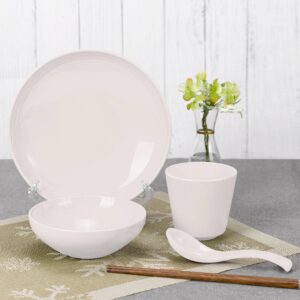 Eco Friendly High Resistant Commercial Use Melamine Tableware Set Cup Bowl Plate and Spoon 4pcs Dinnerware Set