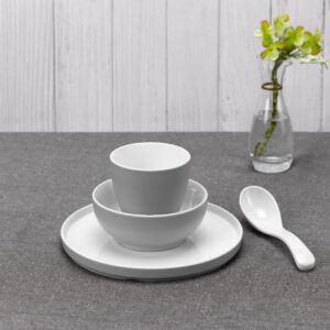 Eco Friendly High Resistant Commercial Use Melamine Tableware Set Cup Bowl Plate and Spoon 4pcs Dinnerware Set