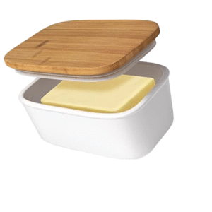 Custom Eco-Friendly Small Ceramic Bamboo Square Glazed Plain Disposable Silicone Minimalist Cow Butter Dish Plate for Serving