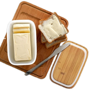 Custom Eco-Friendly Small Ceramic Bamboo Square Glazed Plain Disposable Silicone Minimalist Cow Butter Dish Plate for Serving