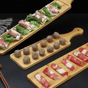 Wooden Layout Series Customized Food Contact Safe Break Resistant Melamine Plate Tray for Table Service