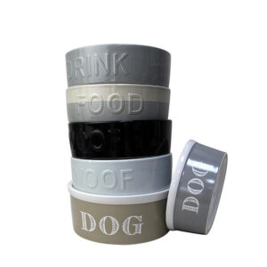 Modern round Embossed Design Anti-Slip Pet Bowl Custom Eco-friendly Ceramic Stainless Steel Dog Food & Water Bowl