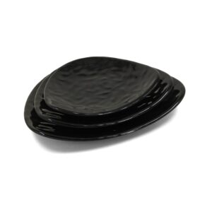 Wholesale Japanese Sushi Plate Eco-Friendly Black Melamine Smooth Triangle Shape Unbreakable Boat Design Restaurant Dishes