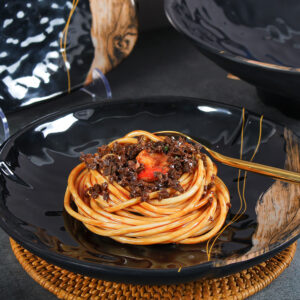 Custom Printed 100% Melamine Japanese Sushi Plate Unbreakable Round Dish for Restaurants and Hotels Black Color