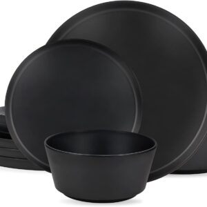 Dishwasher Safe Melamine Japanese Plastic Bowl Black and Red Soup Bowl for Ramen Udon Pho Poke Rice