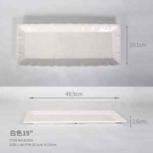 Direct Melamine Tableware Factory Catering Use Big Size 19" Rectangle White Plate