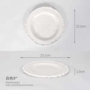 Food Contact Beaded Edge Round 9" Dinner Plate Perfect for Catering