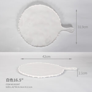 Round Platter with Beaded side and handle