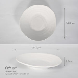 Food Contact French Design Irregular Shaped 10" Deep Plate