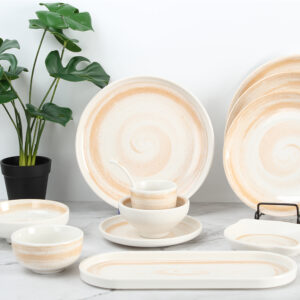 Melamine Cup- Coffee Thread Series Durable Serving Plate for Kitchen, Party, Dining &Catering