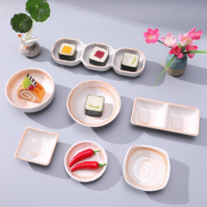 Melamine Disc- Coffee Thread Series Durable Serving Plate for Kitchen, Party, Dining &Catering