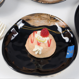 DongYu User Friendly Eco Friendly Black Melamine Plate Classic Design Dinnerware Plate Set for Weddings Fine Dining