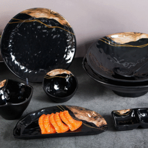 DongYu User-Friendly Black Melamine Plate Eco-Friendly Classic Design Dinnerware Sets for Weddings and Fine Dining