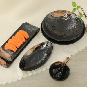 Factory Price Eco-Friendly Melamine Black Ramen Bowl Smooth Surface Plastic Chinese Noodle Bowls for Home School Restaurant Use