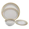 Gold silver 8 inch melamine dinnerware set with plates, platters and bowls
