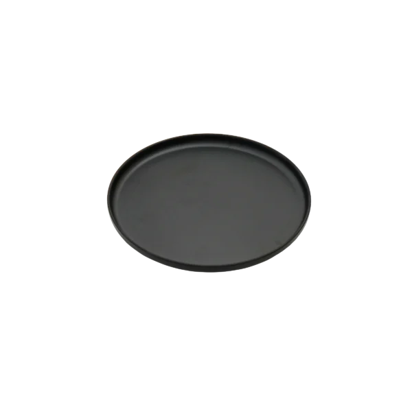 Black 8.3 inch melamine dessert plate with low-profile rim, durable round dinnerware for bakery, cafe & restaurant