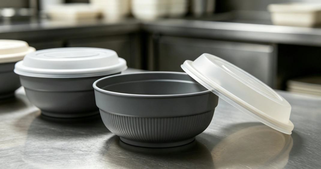 Melamine Bowls with Lids for Catering, Meal Prep & Takeout Use