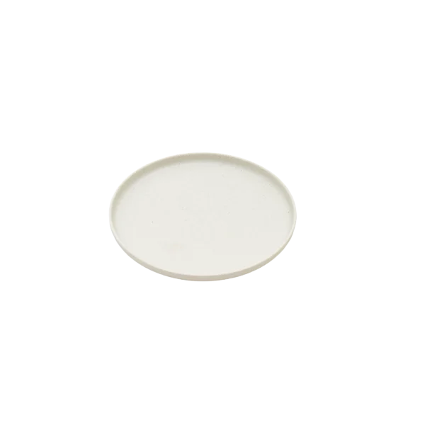 White round melamine plate in 8.3 inch dessert size, break-resistant low profile tableware