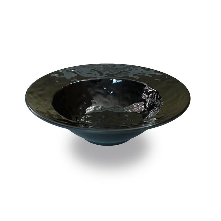 Wholesale Custom Printed Modern Italian Black Melamine Plate BPA Free Large Serving Wedding Pasta Dish Tableware Dinnerware for
