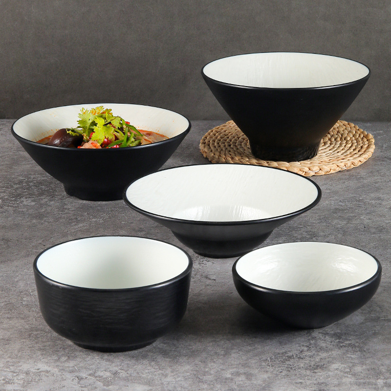 High Quality Custom Luxury Melamine Noodle Soup Bowl Double-Color Matte Set Modern Design Sustainable Restaurant Dinnerware