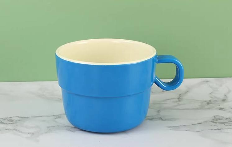 15 oz Unbreakable Melamine Plastic Tea Cups & Saucers Reusable Stackable Dishwasher Safe CLASSIC Party Style 450ml Drinking Cups - Image 5
