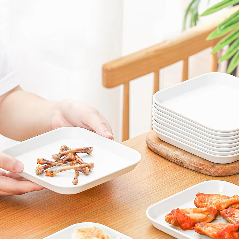Square Barbecue Melamine Tray Eco-Friendly Plate Rectangle Design Japandi Style Customizable Dishes Polished